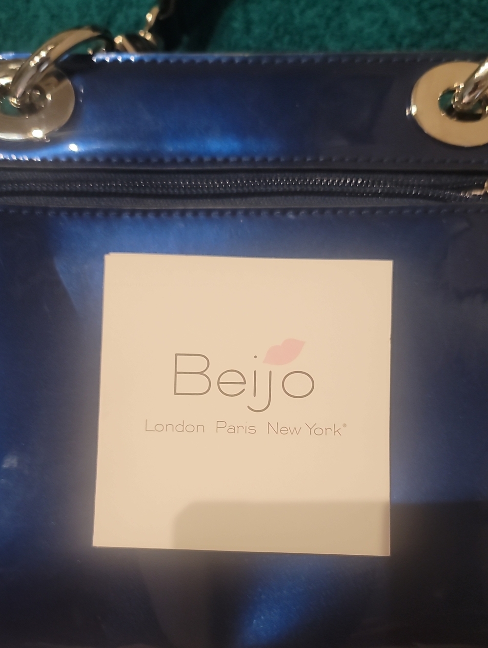 Beijo Navy Blue Patent Leather Handbag - Picture 10 of 10